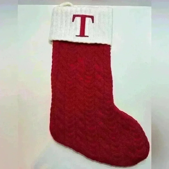 Kohl’s St Nicholas Square Large Cable Knit Monogram Stocking - “T” - Picture 1 of 2
